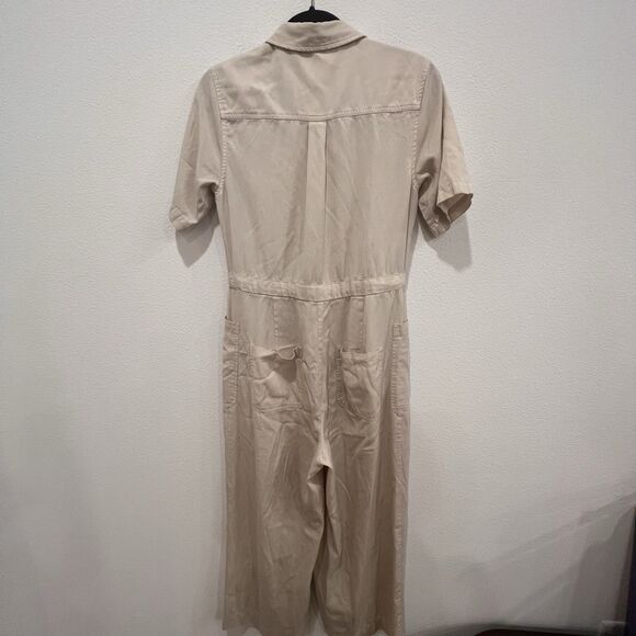 Marine Layer Jumpsuit Womens Small Beige Short Sleeve Button Front Utility - Picture 5 of 11